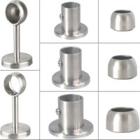 ♈卐 Stainless Steel Closet Rods Round Tube Pipe Support Brackets Flange Base Fixed Drying Hanger Wardrobe Accessories Furniture