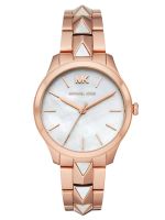 นาฬิกาข้อมือผู้หญิง MICHAEL KORS Runway Mercer Mother of Pearl Dial Rose Gold Stainless Steel Ladies Watch MK6671