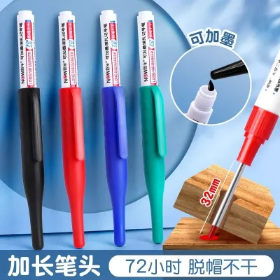 4/1Pcs/Set 32mm Large Capacity Long Head Marker Pen Can Add Ink Bathroom Deep Hole Tip for Carpentry Furniture Manufacturing
