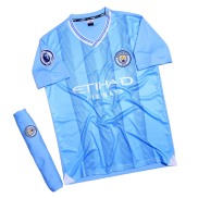 Quần áo bóng đá MAN CITY tay ngắn màu xanh 2023 CÓ IN tên số theo yêu cầu