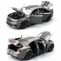 JACKIEKIM Diecast ของเล่นรุ่น1:32 Scale Dodge Hellcat Charger SRT รถเสียงและแสงประตูเปิดได้การศึกษาคอลเลกชันของขวัญ