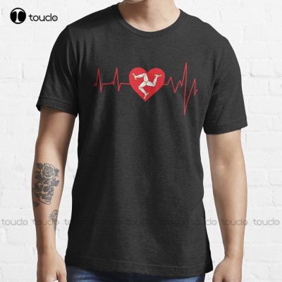 Isle Of Man Heartbeat Trending T-Shirt Fall&nbsp;Shirts Custom Gift&nbsp;Breathable Cotton Outdoor Simple Vintag Casual T Shirts Tee