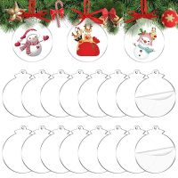 72pcs Transparent Acrylic Christmas Balls Heat Transfer Flat Ornaments Round Bubble Christmas Tree Hanging Pendant Decorations