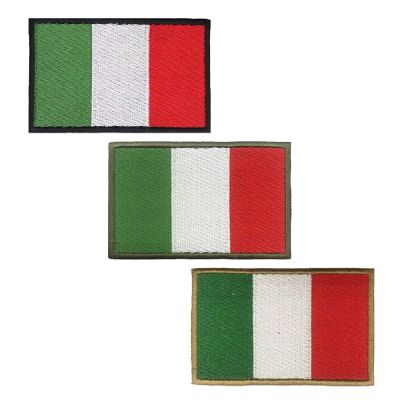 1PC Italian Flag Italy Armband Embroidered Patch Hook &amp; Loop Or Iron On Embroidery  Badge Cloth Military Moral Stripe Adhesives Tape