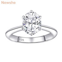 Newshe Solid 925 Sterling Silver Luxury Jewelry Wedding Engagement Ring For Women 7*9mm Oval Cut CZ Simulated Diamond