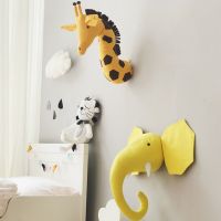 Funny Kids Room Decoration 3D Animal Heads Wall Hanging Artwork Decor For Baby Girs Nursery Room Decoration Cartoon Soft Install