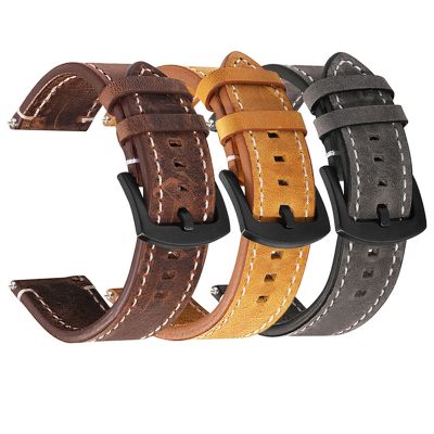 Leather Watch Band Straps Quick Release Wristband 18mm 20mm 22mm 24mm Vintage Calfskin Watch Strap For Amazfit GTS 2 Mini