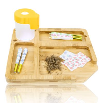[COD] Cross-border new bamboo and cigarette tray wooden operation multi-functional tobacco portable rectangular