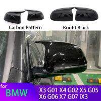 รถคาร์บอนไฟเบอร์กระจกด้านข้างมองหลังประตูแบบปีกฝาปิดเคสสำหรับ BMW X3 G01 X4 G02 X5 G05 2018-22สีดำสไตล์ M3