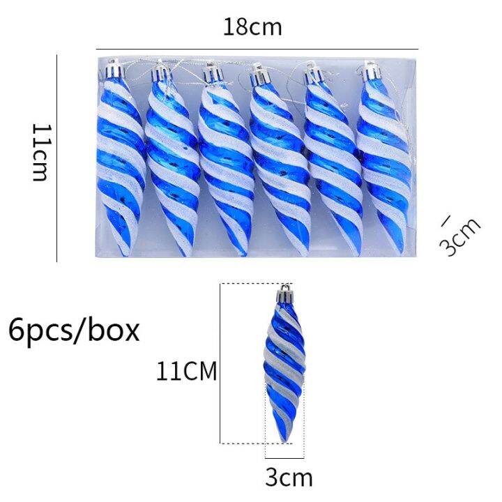 ตกแต่งคริสต์มาสอุปกรณ์ตกแต่งของขวัญคริสต์มาสทรงกรวยน้ำแข็งทรงลูกบอล6ชิ้น-เซ็ต-อุปกรณ์ตกแต่งต้นคริสต์มาสปีใหม่2024