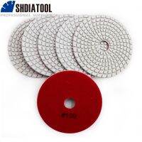 SHDIATOOL 6pcs 4" #100 Diamond Flexible Wet Polishing Pads For Stone Ceramic Tile White Bond No Color Fade Sanding Discs Shoe Care