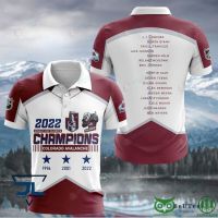 （all in stock）  2023 NEW -Colorado Avalanche NHL Year Champions AOP Polo Shirt jersey(FREE NAME LOGO CUSTOM)