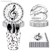 ♈ Piano Music Party Music notes Themes Disposable Cutlery Sets Napkins Paper Plates For Child Birthday Supplies Party Decor