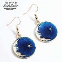 New Moon Star Dangle Earrings Women Drop Brincos Bijoux boucle d 39;oreille Fashion Jewelry Earring Blue Universe Pendientes NEW