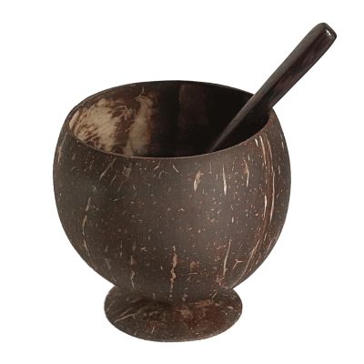 Natural Coconut Shell Cup Creative Fruit Beer Coffee Cold Drink Wooden Bowl For Tableware Restaurant Kitchen Home Decor