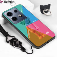 Jizetin สำหรับ Infinix Note 30 Note 30 5G Note 30 Pro Note 30 VIP (แหวนใส่นิ้ว + สายคล้อง) เคสโทรศัพท์ป้องกัน TPU ยางซิลิโคนนิ่มกันกระแทกเคสมือถือลายการ์ตูนเคสด้านหลัง