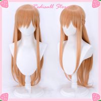 Anime Sword Art Online Cosplay Yuuki Asuna Wig Braided Long Straight Synthetic Hair Orange Golden Heat Resistant Free Wig Cap