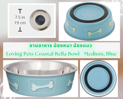 ชามอาหาร น้องหมา น้องแมว Loving Pets Coastal Bella Bowl for Dogs, Medium, Blue