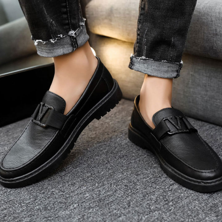 qiaoyiluo-รองเท้าทำงานชายรองเท้าบุรุษสไตล์อังกฤษใหม่-รองเท้าทำงานทางการรองเท้าหนังสีดำรองเท้าลำลอง