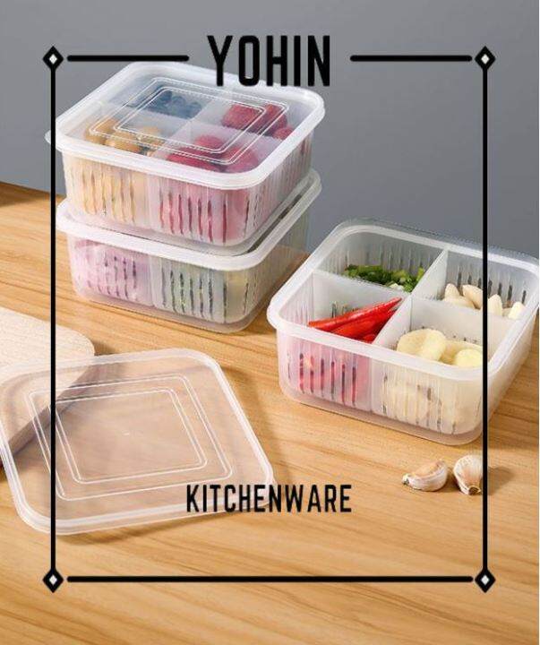 YOHIN 4 Compartment Food Storage Container/ Bekas Simpanan Makanan/ 4 ...