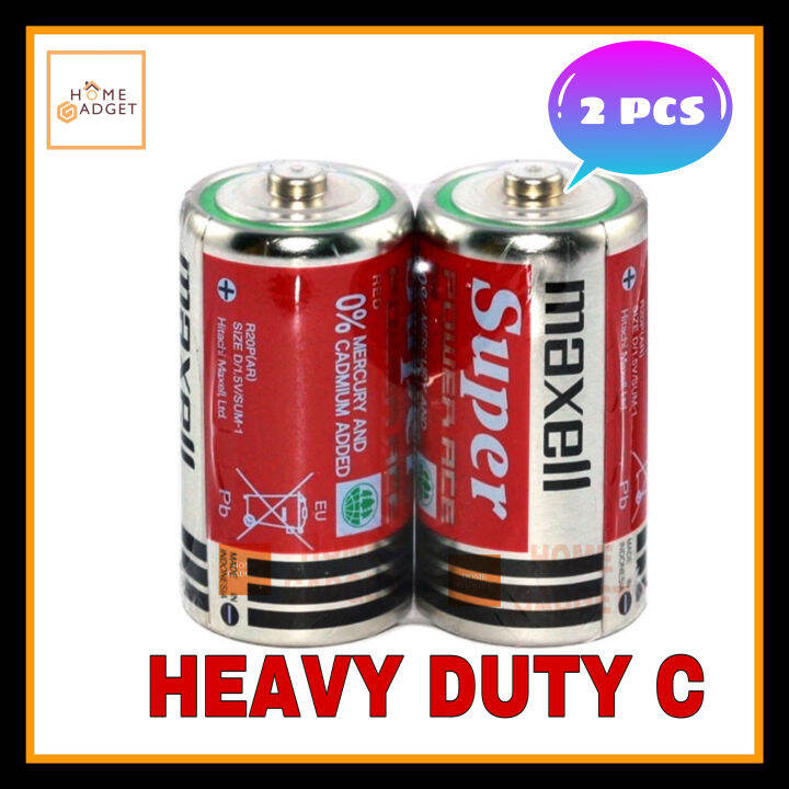ORIGINAL Maxell Heavy Duty C SIZE Battery (2pcs Pack) R14P(AR) 2P | Lazada