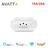 ปลั๊กอัจฉริยะ AVATTO Tuya Zigbee 16A ปลั๊กไฟมาตรฐานบราซิลสำหรับรีโมทแอปชีวิตอัจฉริยะเสียงใช้ได้กับ Google Home เสียงสะท้อน Alexa