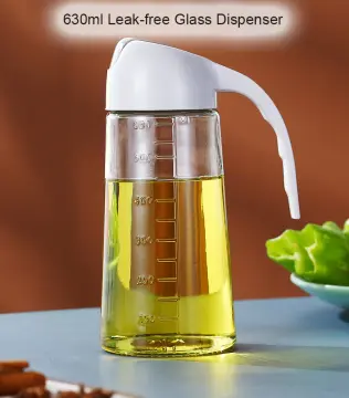 630ml Non-drip Glass Oil Dispenser With Automatic Cap Opening And