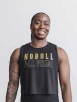 ┅ NOBULL womens short vest black gold ALLPRIDE model CROSSFIT sports fitness deadlift squat T-shirt