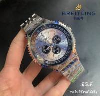 นาฬิกาข้อมือผู้ชายBreitlingพร้อมกล่องแบรนด์ มีช่องบอกวันที่ วงในใช้งานได้ #0000666