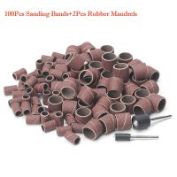 【cw】 100Pcs 1/2 quot; and 1/4 quot; Sanding Band Sleeves Drum Sandpaper Rubber 2 Mandrels Bits Abrasive Tools 【hot】