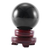 80MM Natural Black Sphere Crystal Ball Healing Stone with Base