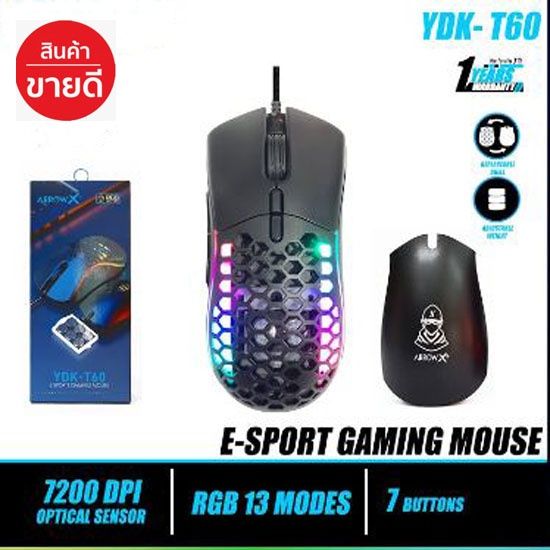 เม้าส์-สำหรับคอเกมมิ่ง-และ-ใช้งานทั่วไป-ydk-t60-arrow-x-mouse-usb-7200-dpi-black-rgb