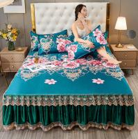 Home Textile Summer Ice Silk Bedspread Chinese Style Bed Skirt Floral Printing Bedding Set KingQueen 2pcs Pillowcases J8025