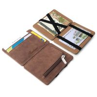 Slim Men Male PU Leather Mini Small Magic Wallets Ultra Thin Zipper Coin Purse Pouch Plastic Credit Bank Card Case Holder Card Holders