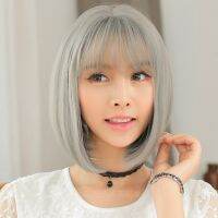 Spot Wig Womens Short Hair Air Bangs Harajuku Korean Style Wig Head Cover dkx