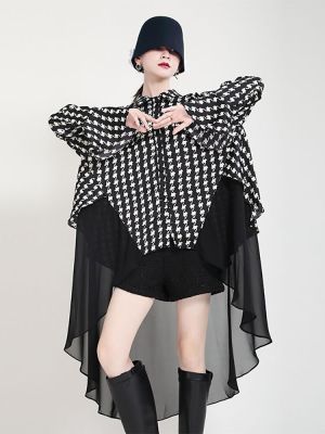 XITAO Blouses Fashion Women Full Sleeve Irregular Chiffon Shirt