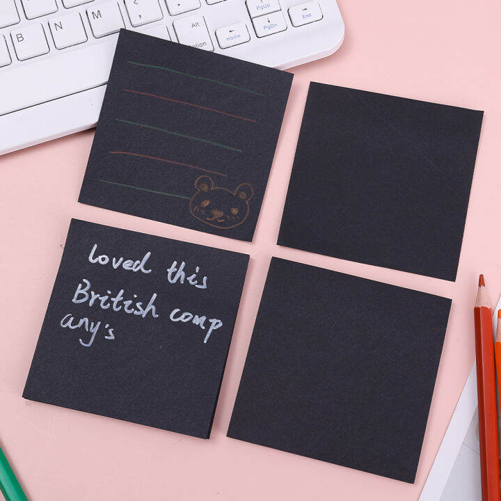 50Sheets Black Sticky Notes Simple Student Message Sticky Note Paper