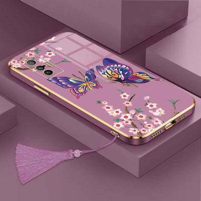 เคสสำหรับ Vivo X70 5G X70T Vivo X70 Pro ผีเสื้อที่สวยงามหรูหราพร้อมกล้องดอกไม้เคสโทรศัพท์ขอบชุบฝาครอบซิลิโคนนิ่มพร้อมฟรีสายคล้อง