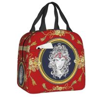 ♙✈ Custom Medusa Head Gold Baroque Pattern Lunch Bag Men Women Cooler Warm Insulated Lunch Boxes for Kids School Children