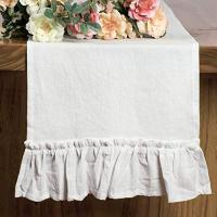 Cream Farmhouse Table Runner Table Runner Ruffle Table Runner Boho Table Runner Cotton Table Runner