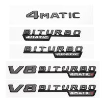 Suitable for Mercedes Benz Tailsticker V12BITURBO Fender Badge V8 BITURBO Twin-Turbocharged ABS Letter 4MATIC TURBO Label black