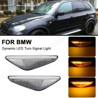 ไฟสำหรับ BMW LED 2ชิ้นโคมไฟกะพริบตัวชี้วัดสัญญาณเลี้ยวต่อเนื่อง X3 X6 E71สีเหลืองอำพันบริสุทธิ์แบบไดนามิก