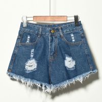 Korean Fashion Casual Plus Size Denim Shorts Women hole Short Pants