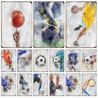 Basketball Soccer Metal Poster Signage Tin Painting Vintage Sports Plaque Poster Bedroom Gym Stadium Modern Wall Art Decor Mural