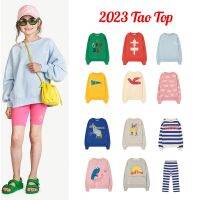 HOT★2023ใหม่ SS เด็กเสื้อกันหนาวกางเกงสไตล์ยุโรปเด็กหญิงเด็กชายแฟชั่น Cool พิมพ์แขนยาว Plush Pullover เสื้อผ้าเด็ก