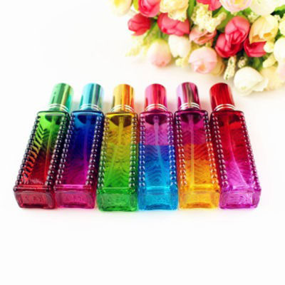 1pcs Empty Fragrance Vials Glass Perfume Cosmetic Packaging Refillable Colorful Square Mini