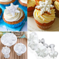 JIANG XMAS 3pcs Snowflake Fondant Cake Decorating Sugarcraft Cutter Plunger Mold Mould