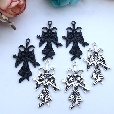 5pcs Gothic Baphomet Satanic Goat Lucifer Sigil Pendant DIY Necklace Key Chain Earrings Handmade Jewelry Accessories 35*23 DIY accessories and others