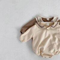 、‘】【= 0-24M Autumn Baby Clothes Sailor Collar Baby Girl Bodysuits Cotton Long Sleeve Infant Toddler Boys Jumpsuits