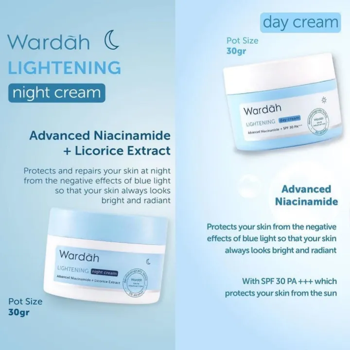 Wardah Lightening Day Cream SPF30++/ Night Cream 30g | Lazada